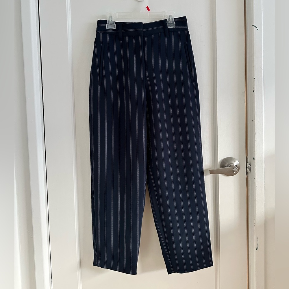 Wilfred Dark Blue Pinstripe Dress Pants